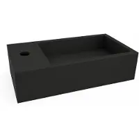 Wiesbaden Fontein lotte links rechthoekig 40x22x10 cm solid surface mat zwart