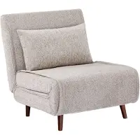 Sweeek Fauteuil van chenille stof met slaapfunctie houten poten Beige