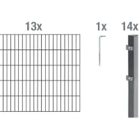 Alberts Dubbelstaafmat hekwerk Basisset Hoogte: 80 - 160 cm, totale lengte: 4 - 30 m, voor plaatsing in beton (set)