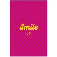 PosterMonkey Poster 60x90 cm - Smile - Stippen - Geel - Smiley - Roze - Posters - Kamer decoratie - Wanddecoratie woonkamer - Muurdecoratie slaapkamer