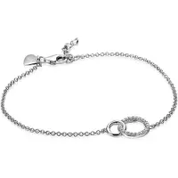 Zinzi zilveren armband 2 open rondjes verbonden wit ZIA1782