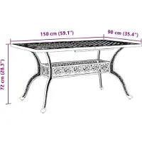 vidaXL Tuintafel 150x90x72 cm gietaluminium zwart