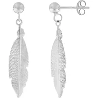Cavill - 925 Sterling Zilver Gerhodineerd - Veervormige Zilveren Oorbellen - Elegante & Lichte Oorbellen Dames - 37 mm - Stijlvolle Zilveren Sieraden