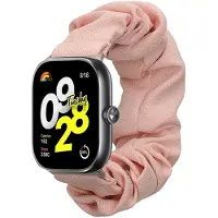 Kwmobile elastisch bandje voor smartwatch - Compatibel met Xiaomi Redmi Watch 5 & 4 / Smart Band 8 Pro / Smart Band 9 Pro - Horlogebandje van katoen - In oudroze