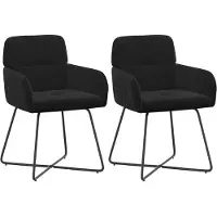 vidaXL Eetstoelen 2 st fluweel Zwart 59 x 56,5 x 86 cm