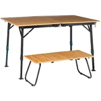 Defa Flex 3-in-1 Campingtafel – Bamboe Tafelblad – Verstelbare Hoogte – Opvouwbaar