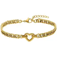 Lucardi - Dames Stainless steel fantasiearmband voor dames - Armband - Staal - Goudkleurig - 19 cm