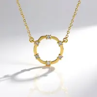 Cavill - Damesketting 925 Zilver met Vergulde Finish - Champagne Diamant 0,081 ct - Ronde Briljant - Luxe Halsketting 45,5 cm