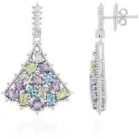 Cavill - Zilveren Oorbellen - 925 Sterling Zilver Gerhodineerd - Lavendel Amethist & Blauwe Topaas - 4.533 ct - Ovaal - Luxe Edelstenen