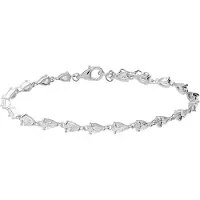 Lucardi - Dames Zilveren armband met zirkonia - Armband - 925 Zilver - Zilverkleurig - 18 cm