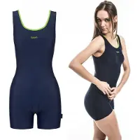 Zagano - Badpak met pijpjes dames - Maat 36 - Donkerblauw/Groen - Sneldrogend - Chloorbestendig - UV-bestendig