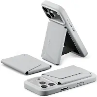 MOFT Snap Field Wallet - Agile Travel Wallet - Compatibel met MagSafe - Magnetische Kaarthouder - Pasjeshouder 8 Pasjes - RFID Portemonnee - Origami Standaard - Grijs
