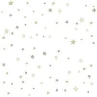 Happy Behang - Sterren - Sterretjes - Beige Zand Geel Wit - Babykamer Neutraal Kinderkamer - Vliesbehang - 0,53 x 10,05 M -