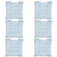 Mica Decorations stoelkussen Paddy matras - 6x - lichtblauw - 46 x 46 x 7 cm - touwtjes sluiting - binnen/buiten