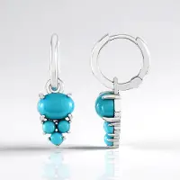 Cavill - Zilveren Oorbellen - 925 Sterling Zilver Gerhodineerd - Sleeping Beauty Turkoois 1,818 ct - Ovaal en Rond Cabochon - Tijdloos Elegant Design