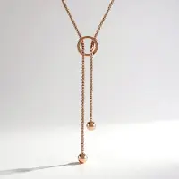 Cavill - Rosé Vergulde 925 Sterling Zilveren Lange Halsketting 80 cm - Elegant Gevlochten Design met Cirkelhanger - Stijlvolle Zilveren Sieraden Dames