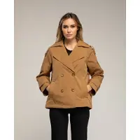 Tantra Korte gewatteerde trenchcoat met dubbele knopenrij, zijzakken en een uitlopende achterkant