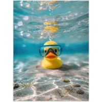 PosterMonkey Poster 30x40 cm - Duikbril - Eend - Water - Posters - Kamer decoratie - Wanddecoratie woonkamer - Muurdecoratie slaapkamer