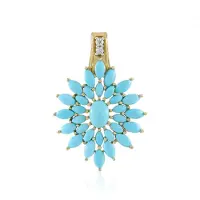 Cavill - Zilveren hanger verguld 925 sterling - Sleeping Beauty Turkoois ovaal en marquise cabochon 4,92 ct - Elegante turkoois ster hanger dames
