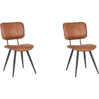 Label51 Eetkamerstoel Fos - Cognac - Leder - Zwart Metalen Frame