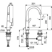 Hansa Designo - Wastafelkraan met draaibare uitloop en afvoer, chroom 51032293