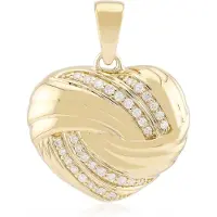 Cavill - Zilveren Hartvormige Hanger - 925 Sterling Zilver Verguld - I1 G Diamanten 0,194 ct - Ronde Briljant Pavé Zetting - Luxe Sieraad