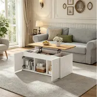 STILVORA Salontafel - In Hoogte Verstelbaar Met Opbergruimte - Voor Woonkamer En Thuiswerkplek - Spaanplaat - 46x95x45 cm
