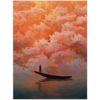 PosterMonkey Poster 30x40 cm - Zee - Boot - Wolken - Oranje - Posters - Kamer decoratie - Wanddecoratie woonkamer - Muurdecoratie slaapkamer