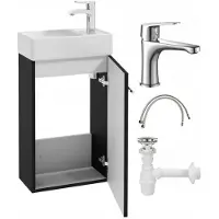 DomoDomo Small Serie - Badkamerkast met Wastafel - Zwart Mat - Hangend - Inclusief Kraan