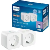 Philips Smart Lighting - Slimme stekker met stroommeter - 2 pack - Maak andere apparaten slim - Stekkertype F - Wit - Werkt met de WiZ app - Wifi