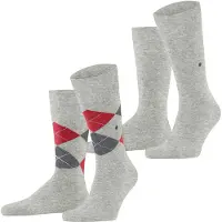 Burlington Everyday 2-Pack gedessineerd katoen multipack sokken heren grijs - maat 40-46