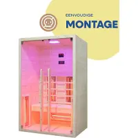 Livin Infraroodcabine 2 Persoos - Saunacabines - Sauna Cabine - Full Spectrum Verwarming - Kleurenverlichting - Audiofunctie - 90 x 90 x 190 cm - Espenhout