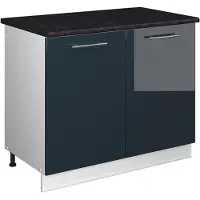 Vicco Wastafelkast Fame-Line, Donkerblauw hoogglans/Wit, 100 cm, WB Antraciet