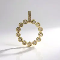 Cavill - 9K Geelgouden Hanger met 0,734ct I2 Champagnekleurige Ronde Briljant Diamanten - Luxe & Moderne Gouden Hanger uit Afrika - Elegante Sieraden