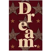 PosterMonkey Poster 20x30 cm - Sterren - Luipaardprint - Dream - Bordeaux - Posters - Kamer decoratie - Wanddecoratie woonkamer - Muurdecoratie slaapkamer