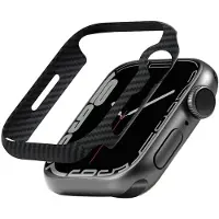Pitaka Air Case Geschikt voor Apple Watch 7/8/9 45MM - Ultra Dun Hoesje - 600D Aramidevezels - Zwart/Grijs