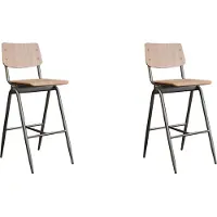 Label51 - Barstoel Solid - Walnoot - 58x49x109cm - Set van 2