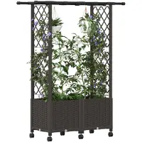vidaXL Verhoogde plantenbak met klimrek en dak, bruin, 124,5 x 40 x 142 cm, PP