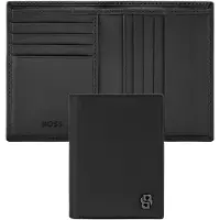 HUGO BOSS Leren kaarthoes Double B Card Case Saffiano Black zwart