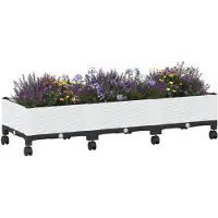 vidaXL Tuin planter met wielen Wit 120 x 40 x 29 cm PP