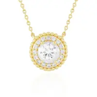 Cavill - Vergulde 925 Zilveren Halsketting met 7 mm Cambodjaanse Briljant Geslepen Zirkoon - 2,00 ct. Pave Zirkonen - Elegante Damesketting - 45,5 cm