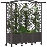 vidaXL Verhoogde plantenbak met klimrek en dak, bruin, 163 x 40 x 144 cm, PP