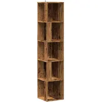 vidaXL Hoekkast 33x33x165 cm bewerkt hout oud houtkleurig