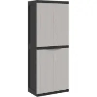 Super Merchant Tuinkast 65x37x165 cm polypropeen grijs en zwart