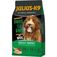 Julius-K9 Rabbit & Rice – Hypoallergene hondenbrokken met konijn & rijst – Licht verteerbare hondenvoeding voor middelgrote honden – Hondenvoer - 12kg