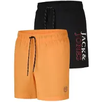Jack & Jones Heren Short JPSTMAUI Swim Mix 2 Pack regular fit Oranje S Volwassenen Zwemshort / Zwembroek