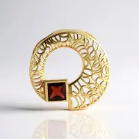 Cavill - Zilveren Hanger - 925 Sterling Zilver Verguld - Indische Granaat 0,99 ct Princess Geslepen - Filigraan Design - Rood Granaat Sieraad