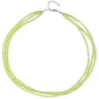 Cavill - Peridot Halsketting - 925 Sterling Zilver Gerhodineerd - 112 ct Ronde Gefacetteerde Peridot Kralen - Elegant Verstelbare Meerstrengs Sieraad