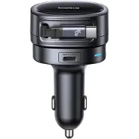 Baseus Primetrip VR1 autolader, 60W, USB-A, USB-C, met intrekbare USB-C kabel - zwart
