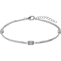 Lucardi - Dames Zilveren armband met zirkonia - Armband - 925 Zilver - Zilverkleurig - 19 cm